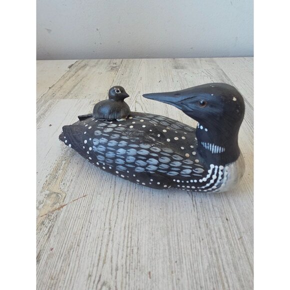 Vintage ganz loon bird figurine statue wooden animal - Picture 1 of 7